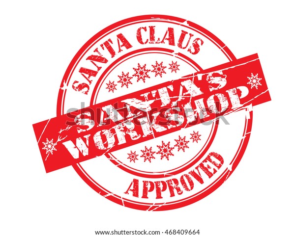 Stamp Text Santas Workshop Santa Claus Stock Illustration 468409664