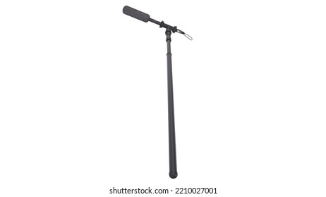 Stand Boom Microphone Isolated On White Background.3d Rendering.