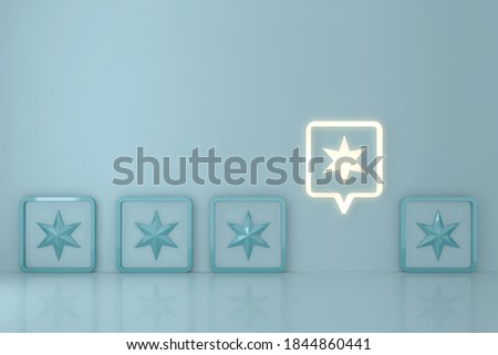 Stand out from the crowd and different creative idea concepts. One social media notification pin icon pop up from others on light blue pastel color wall background. 3D rendering. 