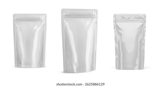 Stand Up Pouch Mockup 3D Rendering Isolated on White Background