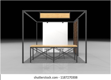 Stand, roll up or blank information promo booth isolated on transparent background. Vector empty exhibition table stand display set. Clear plastic counter mock up or kiosk template for your design.