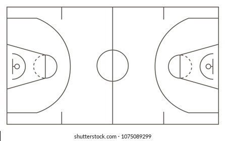 Basketball Court Markup Outline Lines On Stock Vector (Royalty Free ...