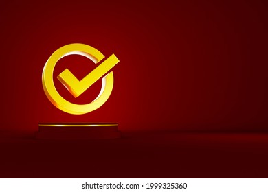 Standard quality control certification assurance guarantee. Check mark sign 3d and copy space. 3d illustration - Powered by Shutterstock