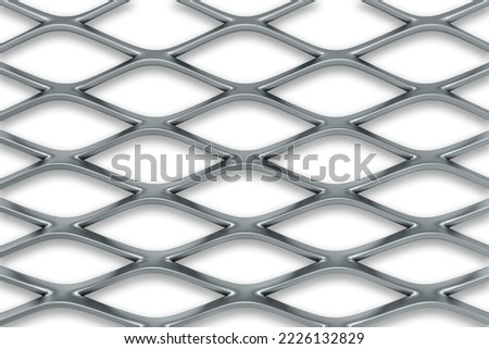 Standard (Raised) Expanded Metal grid top view - 3d rendering