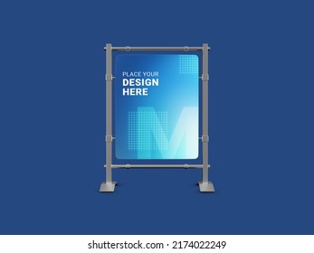 Standee Mockup For Road Side Promotion And Advertising. Road Side Banner Poster Standee Mock Up. Dreamstime.com Bus Station Billboard  Screen Mock-up. 3D Rendered Illustration.