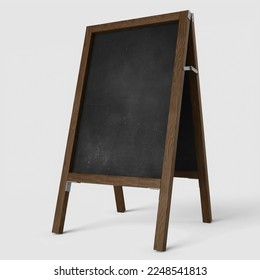 Standing cafe signboard for hand lettering with chalk blackboard with easel wood frame premium psd mockup template