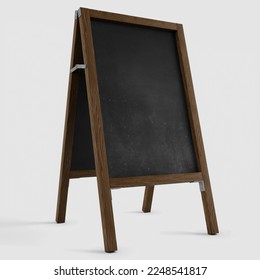 Standing coffee shop signage board with black chalkboard and easel wooden frame realistic psd mockup design template