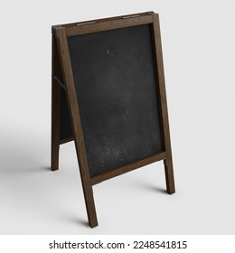 Standing lettering sign board with black chalkboard with rustic easel frame realistic psd mockup template