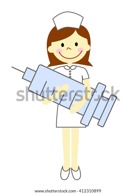 Standing Nurse Injection Stock Illustration 412310899