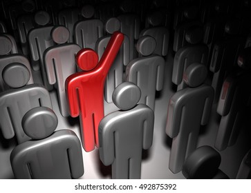 standing out from the crowd concept  3d illustration