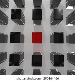 Standing Out From The Crowd Concept. Difference from the Other.  Idea concept. 3D render