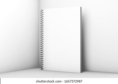 Standing Spiral Book Binding Mockup. 3D Rendering. 