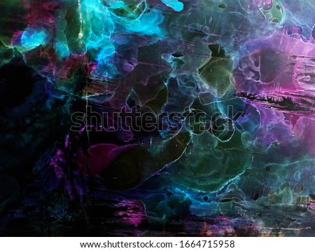 Star Background. Hand Paint. Creative Mixed Paints Wash Drawing. Constellation Fluid. Colorful Fluid on Black. Splatter Ink. Alcohol Ink Texture.