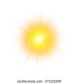 Star Burst With Sparkles On Transparent Background. Sunny Glow Lighting Effect.