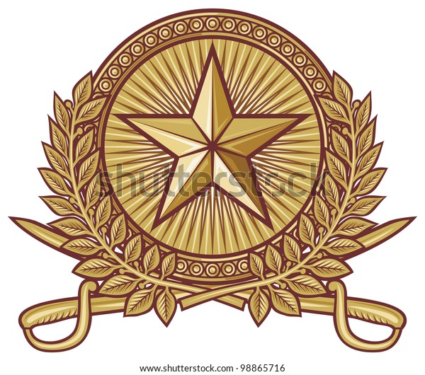 Star Crossed Swords Laurel Wreath Heraldic Stock Illustration 98865716 ...