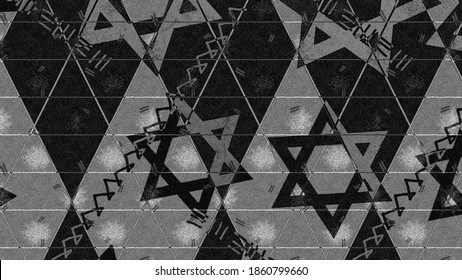 Star of David - Symbol of Judaism on dark wallpaper in honor of Yom Kippur, Tisha B'Av, Israel Army and Holocaust Remembrance Day - for a ceremony to remember and not forget the six million