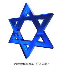 Star Of David Symbol - Made Of Glass 3d Render Isolated On White Background