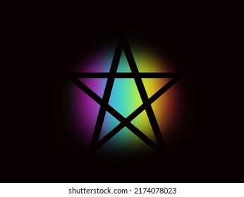 Star With Gradient Rainbow Circle