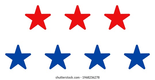 Star Layers Icon In Blue And Red Colors With Stars. Star Layers Illustration Style Uses American Official Colors Of Democratic And Republican Political Parties, And Star Shapes.