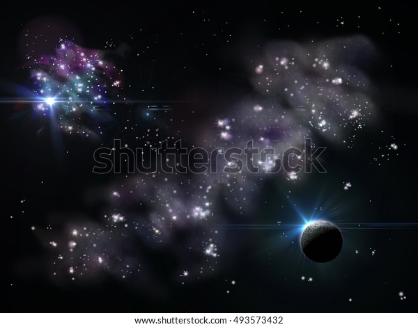 star nebula. galaxy and the planet. rising\
stars. 3d rendering
