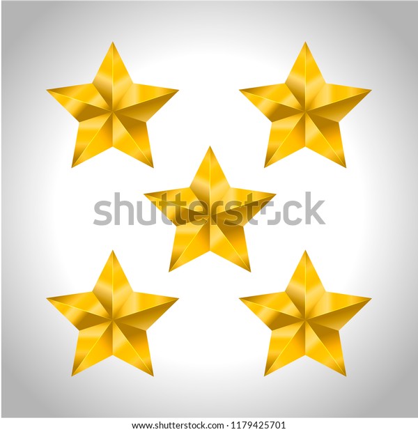 Star Realistic Metallic Golden Isolated Yellow Stock Illustration ...