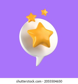Star Review with White Text Bubble icon 3D render illustration