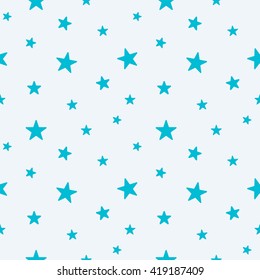 Star seamless pattern. Cute light blue stars. Baby Shower Background. Babies Fashion.