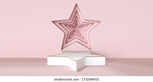 Star Shaped Podium For Presentation. 3D Rendering