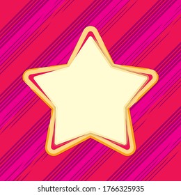 Star & Stripes 47 : Abstract Blank Board Art of Comic Star greeting with thick yellow outline on a Retro Red-Pink color diagonally striped background with rustic border effect -Jpeg illustration - Powered by Shutterstock