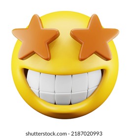 Star Struck Emoji Face 3d Rendering Stock Illustration 2187020993 