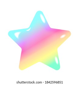 Star Sugar-candy Illustration With White Background. Cute, Fancy And Shiny Rainbow Colored Image.