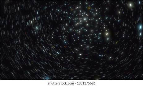 Star trail time-lapse Milky Way galaxy orbiting 3d rendering