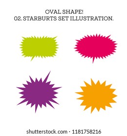 Starburst Speech Bubble Set Oval Shape. Illustration