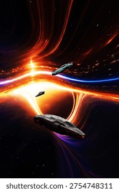 Starfleet vessels in the future execute a gravity bending and time shifting mission across the face of Solvharis Prime to test the energy of a massive blackhole in a distant galaxy and confirm event horizon stability.