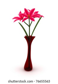 Stargazer Lily In A Red Vase