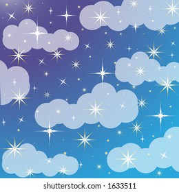 starry night with clouds