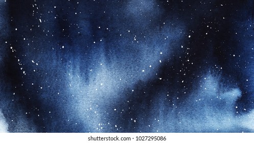 Starry night Deep dark sky with drops of stars. drawn by hand