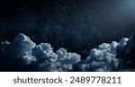 Starry night sky with clouds.. Panorama. Universe filled with stars, nebula and galaxy,. Elements of this image furnished by NASA