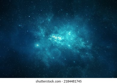 Starry night sky, space background of starlight, distant stars, far away galaxies, nebulas, gas clouds and star dust.