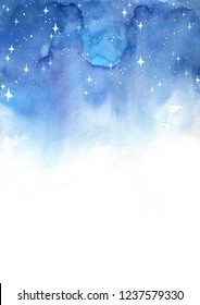 Starry Night Sky Text Space Watercolor Stock Illustration 1237579330 ...
