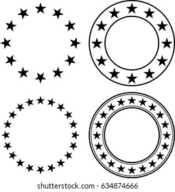 Stars In Circle  Raster Illustration