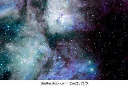 Stars, Dust And Gas Nebula In A Far Galaxy Space Background. Stellar Nursery. The Infinite Universe