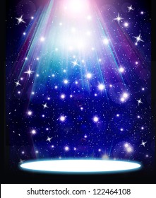 stars are falling on the background of blue luminous rays. - Shutterstock ID 122464108