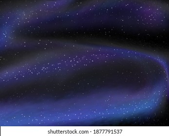 Stars field in galaxy space, airbrush digital art painting for texture background.
