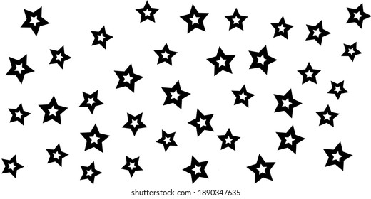 Stars flat symbols on white background, isolates. Pattern, horizontal background, illustration