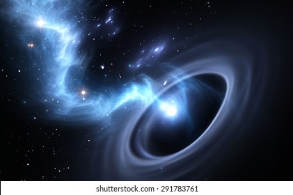 Stars and material falls into a black hole