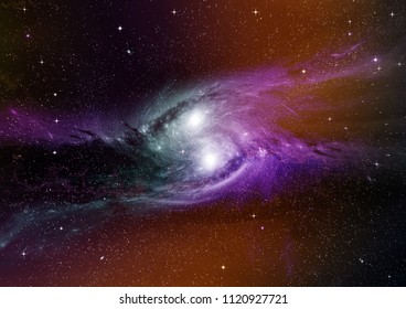 Stars of a planet and galaxy in a free space Elements of this image furnished by NASA
