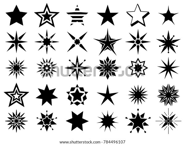 Stars Shape Icons Abstract Black Star のイラスト素材