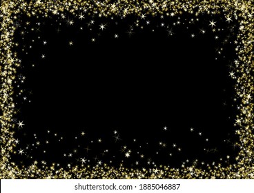 Stars And Sparkles Border On A Black Background