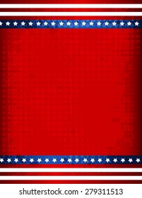 Stars And Stripes Grunge Halftone USA 4th Of July Background / Border